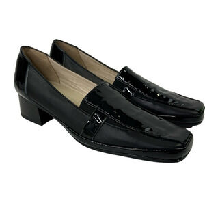 Amalfi Classic Black Patent Leather Women's heeled Loafer Shoe